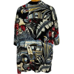 Caribbean Blues Rayon Hawaiian Shirt 2XL Surfboard Car AOP Camp Beach‎